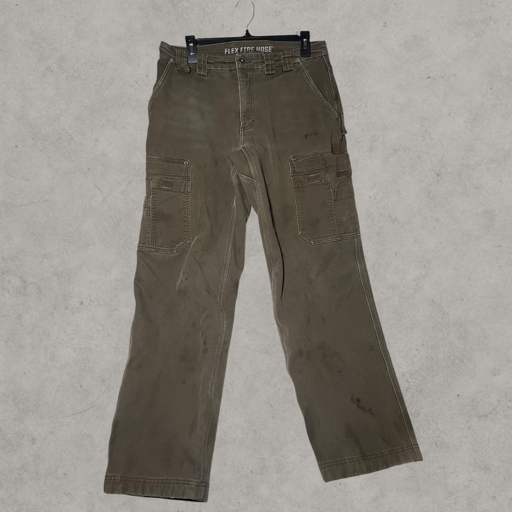 Duluth Trading Co Flex Fire Hose Fleece Lined Cargo Work Pants Brown 32x32